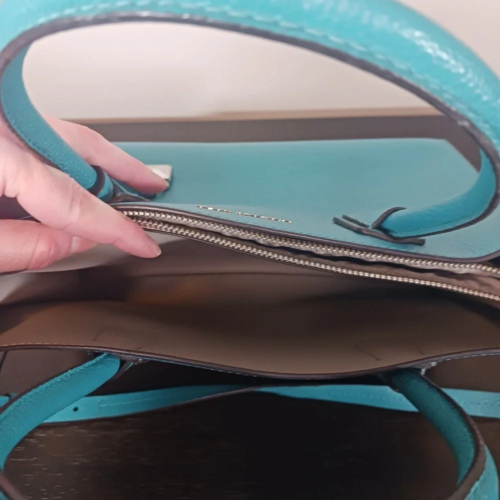 Michael Kors Mercer Large Pebbled Leather Convertible Tote Crossbody Aqua Blue